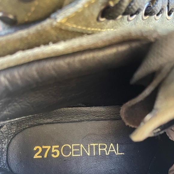 Olive Brown Bronze Studded Suede Platform Lace Up Street Ankle Boot - Picture 7 of 11